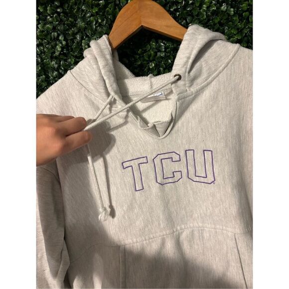 Champion Reverse Weave Texas Christian University TCU  Hoodie Size Small Boxy Fi - Picture 2 of 5